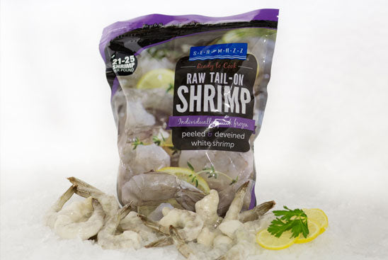 Sea Mazz Raw Tail-On Shrimp 21-25 ct. Peeled & Deveined