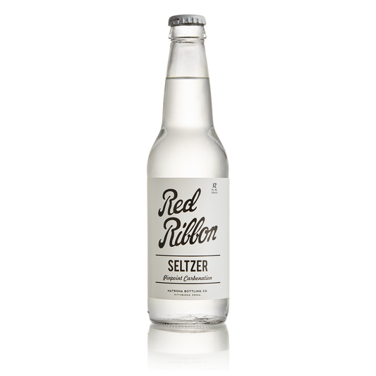 Red Ribbon Seltzer 12oz Glass Bottles