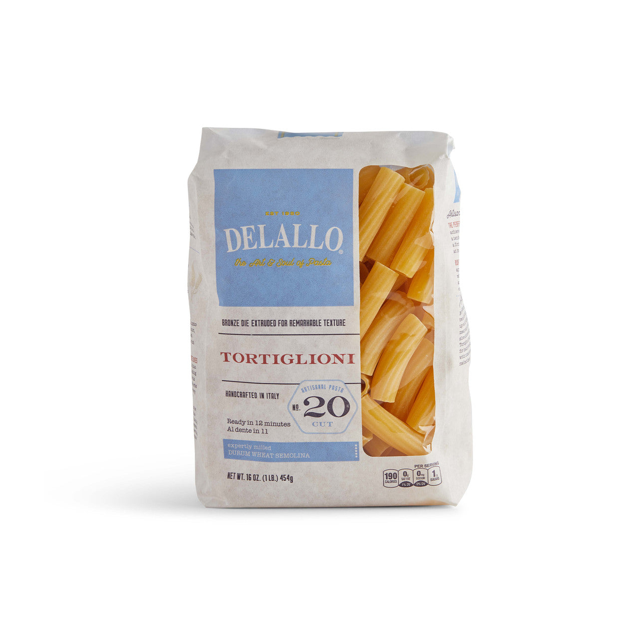 DeLallo Tortiglioni Pasta Bag, 16 Oz