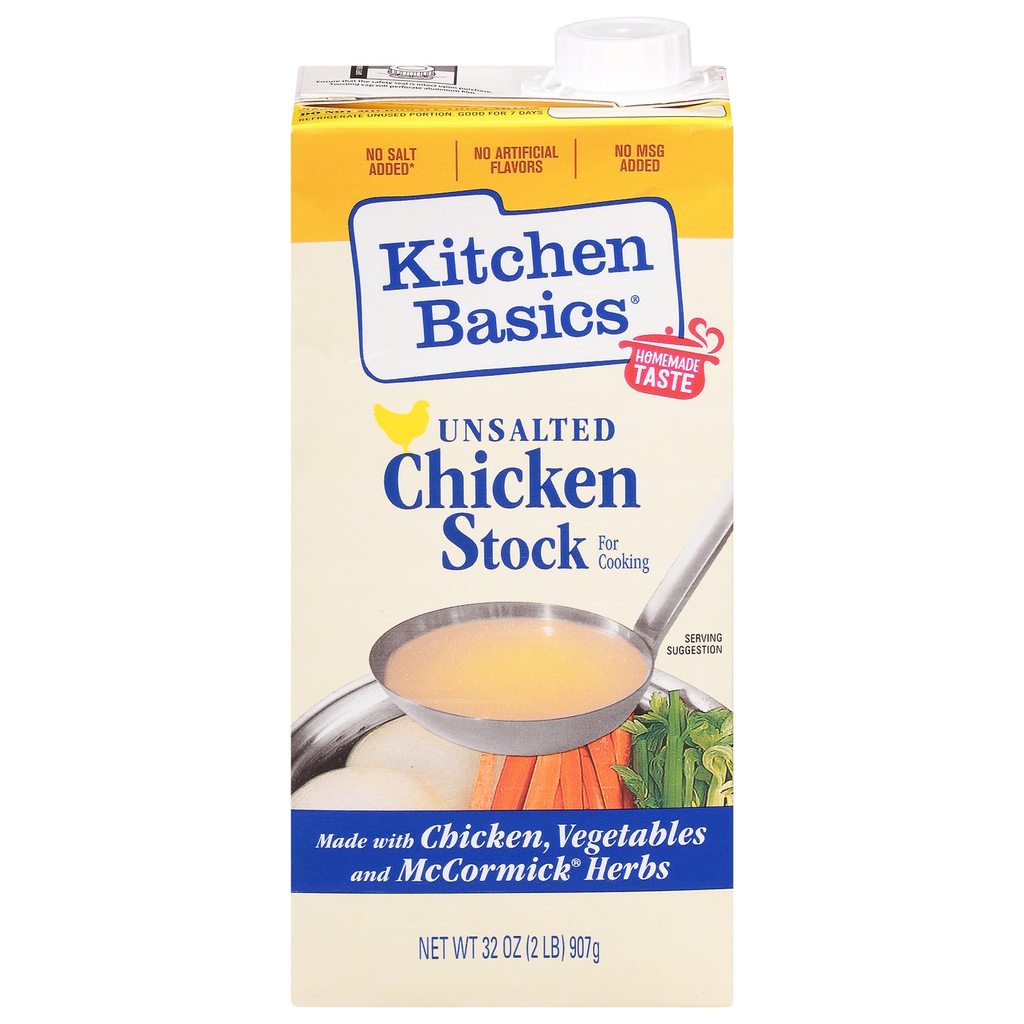 Kitchen Basics No Salt Added Chicken Stock 32 oz., Carton