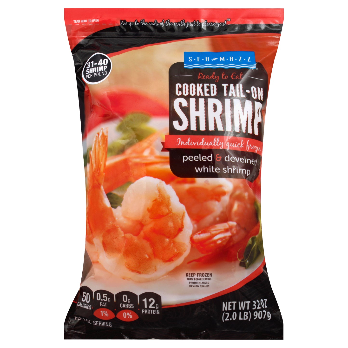 Sea Mazz 31-40 ct. Cooked Tail-On Shrimp Peeled & Deveined