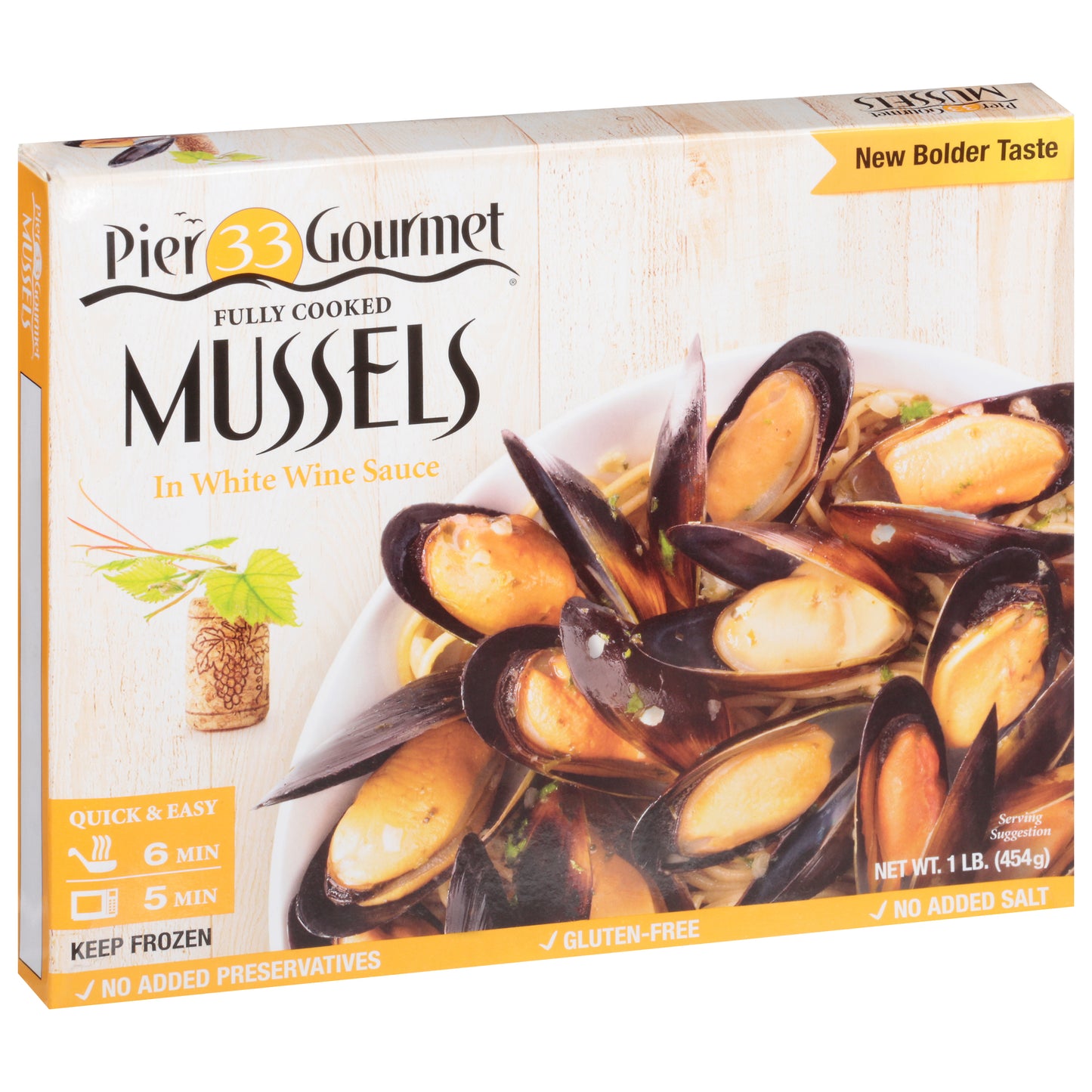 Pier 33 Gourmet Fully Cooked Mussels in White Wine Sauce