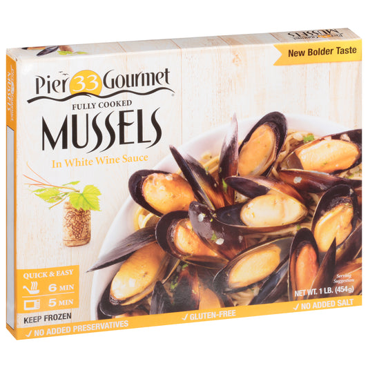 Pier 33 Gourmet Fully Cooked Mussels in White Wine Sauce