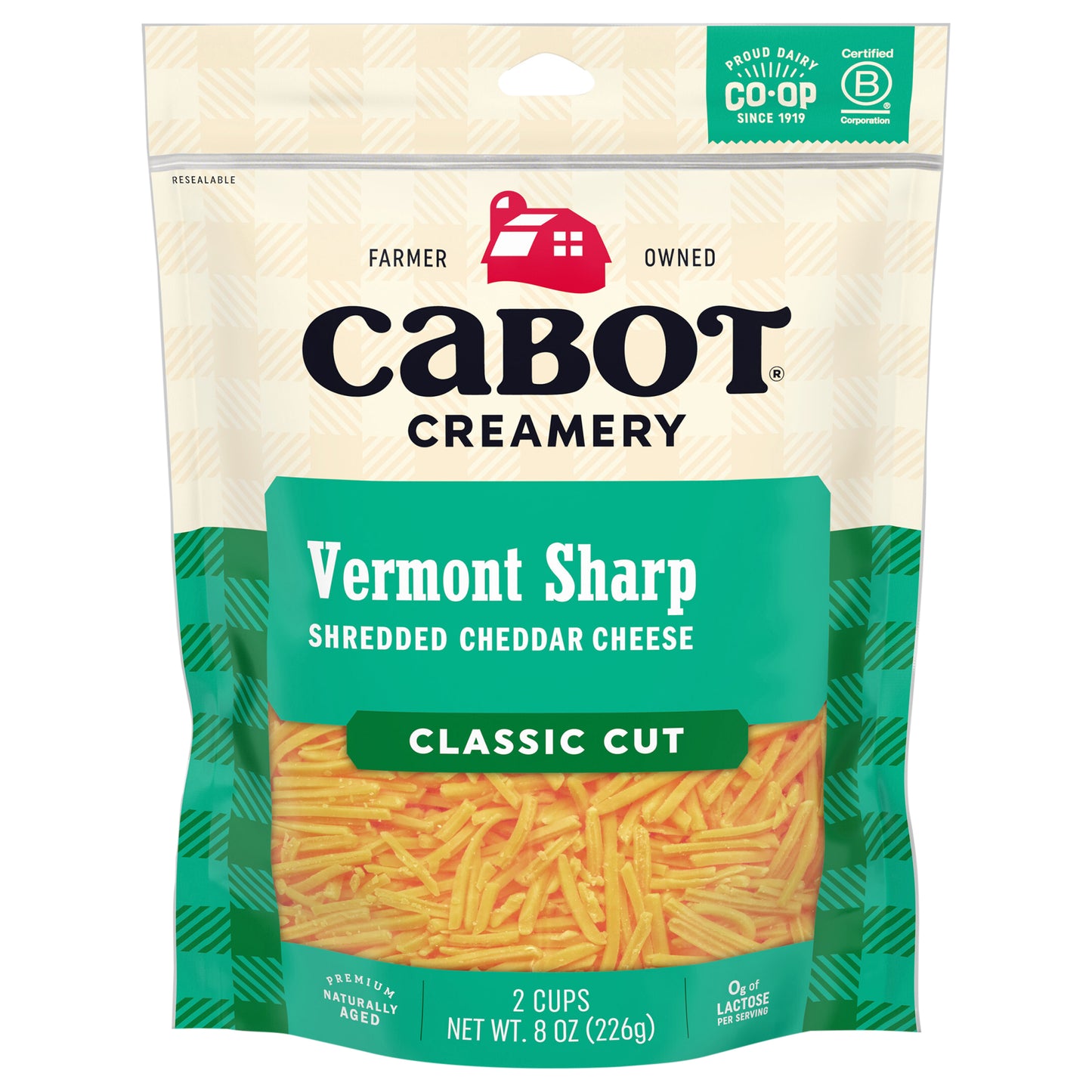 8 oz. VERMONT SHARP YELLOW CHEDDAR SHREDDED