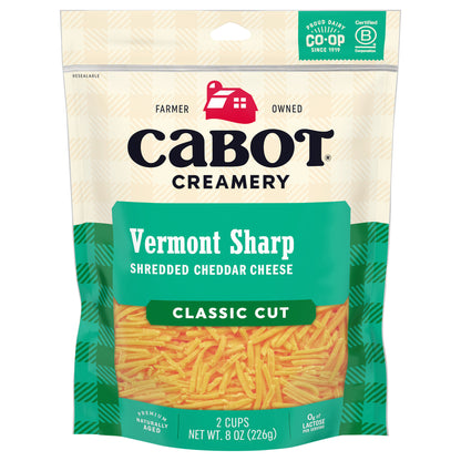 8 oz. VERMONT SHARP YELLOW CHEDDAR SHREDDED