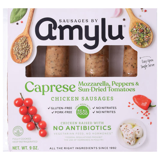 Sausages by Amylu Caprese Mozzarella Peppers & Sun-Dried Tomatoes Chicken Sausages