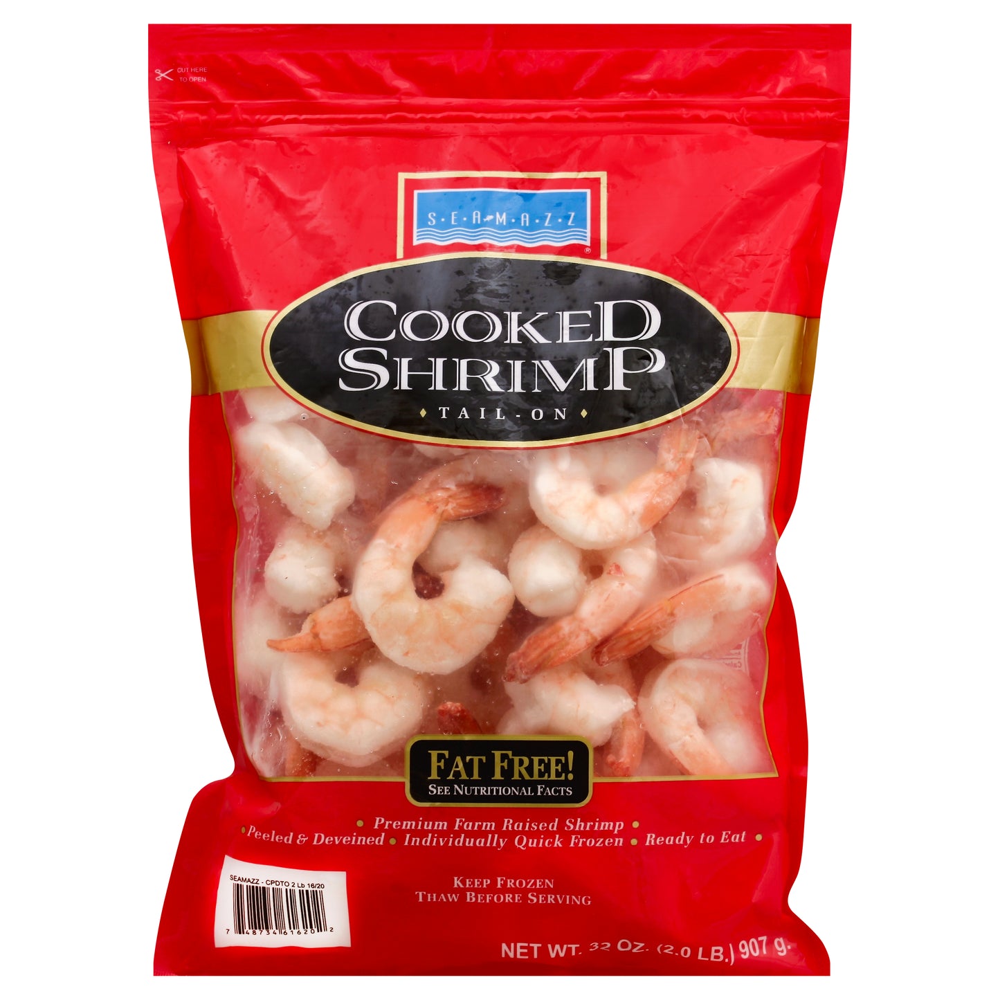 Sea Mazz 16-20 ct. Cooked Tail-On White Shrimp