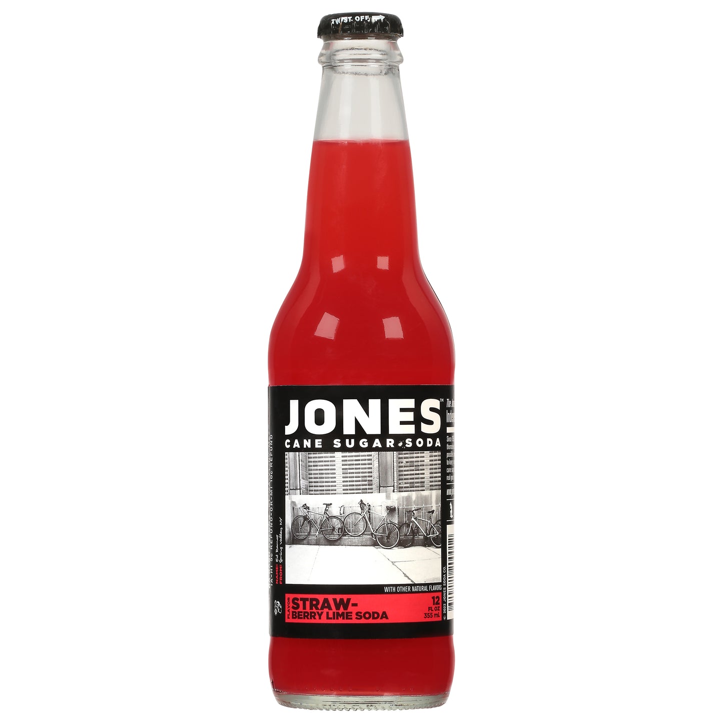 Jones Straw-Berry Lime Cane Sugar Soda 12 fl oz