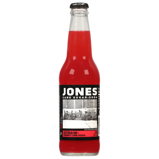 Jones Straw-Berry Lime Cane Sugar Soda 12 fl oz